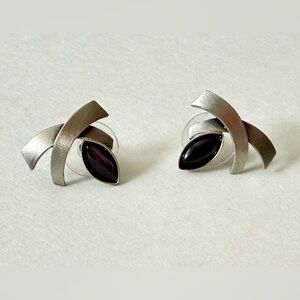 Silver and Black Women's Earrings